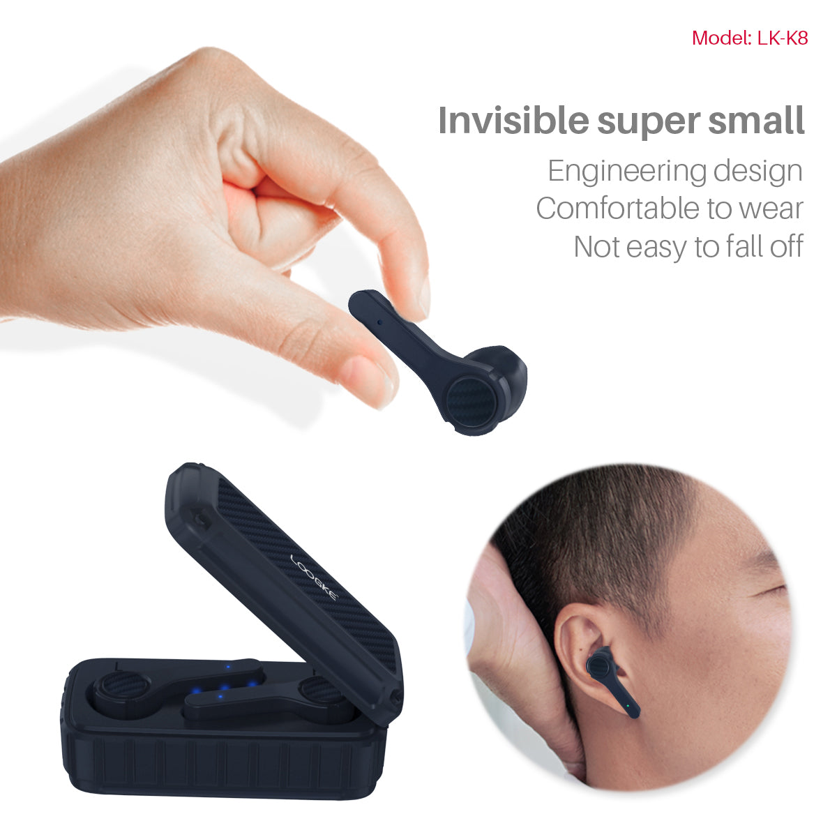 LOOGKE K8 TWS Wireless Bluetooth Earphones Noise Reduction Waterproof Stereo Earbuds Sports Headset LOOGKE K8 TWS Wireless Bluetooth Earphones Noise Reduction Waterproof Stereo Earbuds Sports Headset